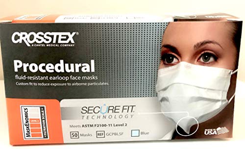 crosstex cr-gcpbl procedural face earloop mask blue pack of 50