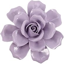 VANZACK 3D Ceramic Flower Wall Decor - Sculpture Wall Art for Living Room Bedroom - Purple