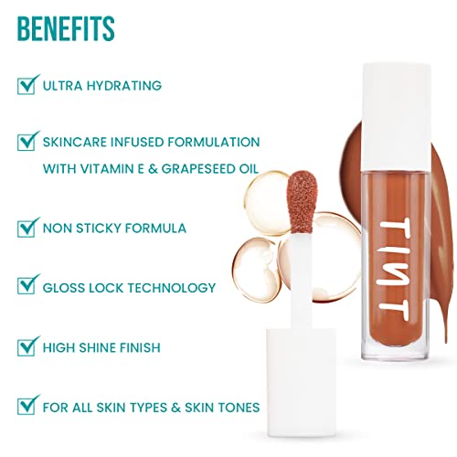 Tint Cosmetics 5ml Burgundy Lipgloss, Non Sticky, Hydrating, Light Weight, Long Lasting, High Shine & Soft Natural Liquid Lip Gloss For Girls & Women (Minx) - Image 3