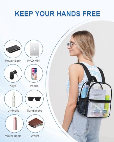 Image of Clear Backpack for Stadium Events, 12x12x6 Small Clear Plastic Bag with Reinforced Straps for Game Security Festival Concert