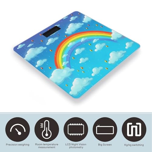 Báscula digital de baño con diseño Rainbow Clouds Raindrop miniatura 3
