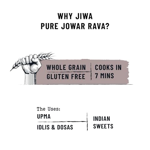Image of Jiwa Pure Jowar Rava | 500 G | Cooks In 7 Minutes | Millet | Broken Sorghum /Jonna Rava | Gluten Free