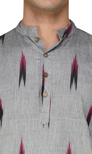 Image of Vastraa Fusion Men's Printed Kurta Pure Cotton Long Kurta, Round Collar, Full Sleeves, Button Kurta, Ethnic Wear