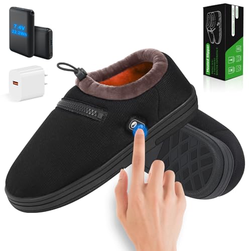 Heated Slippers, Kamlif 7.4V Electric Heated Shoes Foot Warmers with