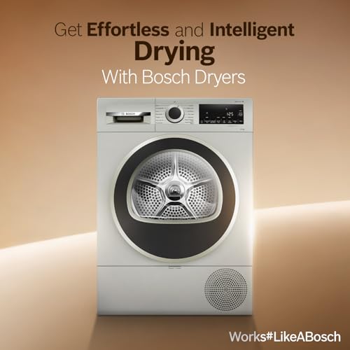 Image of Bosch 10 kg Fully Automatic Front Load heat Pump Tumble Dryer | 100% Drying, 0% Effort | 5 Drying Options | Reduces 99.9% Allergens | Ready-to-Wear No Crease (2026 model, WQG2520XIN, Silver Inox)