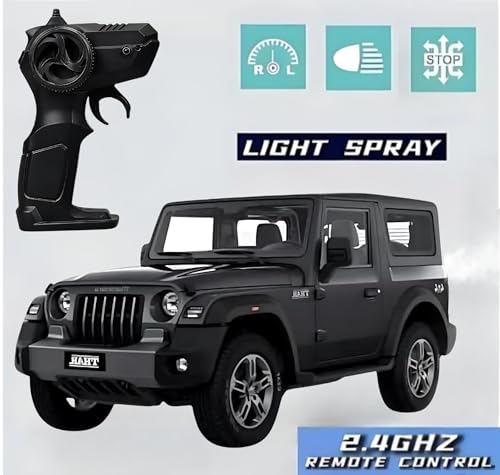 Image of Remote Control Thar 1:16 Scale for Kids | Double Spray SUV Jeep | Openable Doors, Light & Song Toy for Kids | Rechargeable RC Thar Musical Car Toy | Best Gift Boys, Multicolor