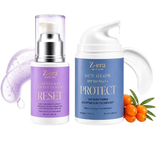 Z-era Liposomal Reset Serum 30ml & Sun Glow SPF 50+ PA+++ Sunscreen 50ml Combo | Retinol Face Serum with Broad Spectrum UV Protection | Daily AM & PM Skincare Set(pack of 2)-picture-42