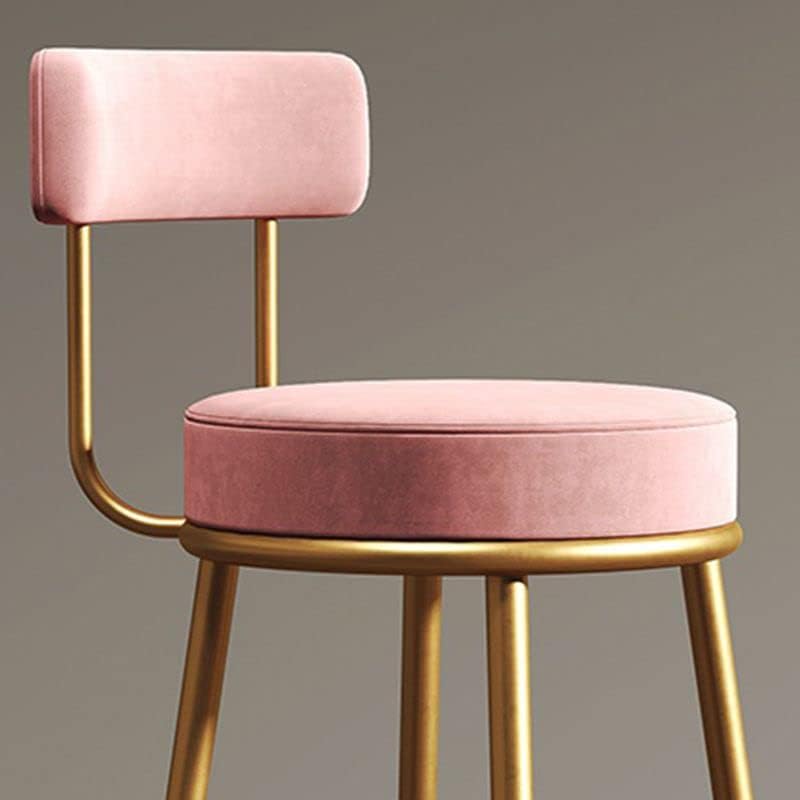 CraftThink Modern Bar Stools Counter Stool, Home Side Chair Gold Velvet Round Low Back Counter Stool with Iron Legs Dining Chairs for Bar Stool Indoor Home, White 1 Piece Counter Stool(26" H)