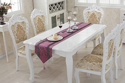 Chemin de table en flanelle violette 33x210 cm style chic et rétro - 2