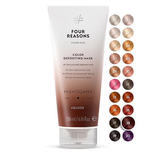 Image of FOUR REASONS Color Mask, Mahogany (27 Colors) - Hair Gloss & Color Depositing Conditioner - Semi Permanent Hair Toner for Color-Treated Hair Color For Women - Vegan & Cruelty-Free - 6.76 fl oz