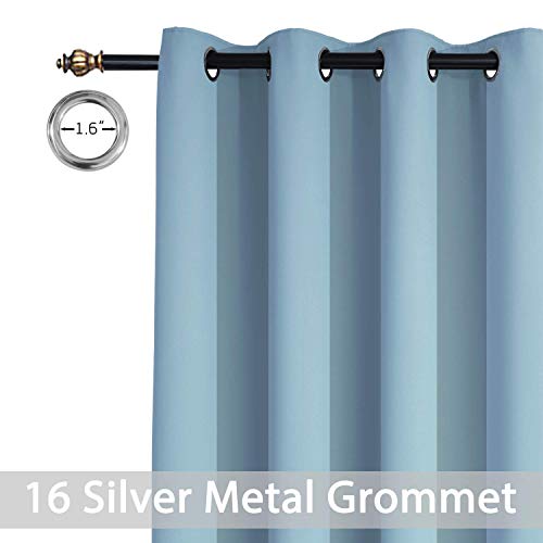 Yakamok Extra Wide Blackout Curtain for Sliding Glass Door, Grommet Thermal Insulated Room Divider Curtain 100W x 84L inch, Room Darkening Patio Curtain,8.3ft Wide x 7ft Tall, 1 Panel,Sky Blue