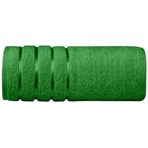 Image of Elegant Comfort 100% Turkish Cotton 4 Lines Viscose Stripe Jumbo Bath Towel -Hotel Spa Quality Extra Large 35 x 70 Inch Bath Towel Ultra Soft, Super Absorbent Quick Dry Large Bath Towel, Emerald Green