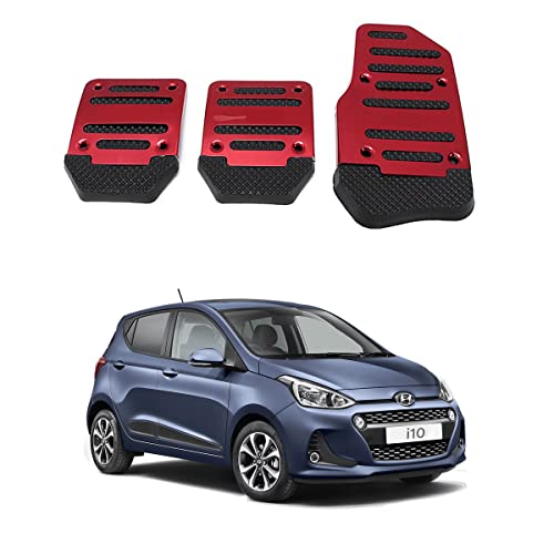 Oshotto 3 Pcs Non-Slip Manual CS-373 Car Pedals Kit Sports Pad Covers Set Compatible with Hyundai i10 (Red)