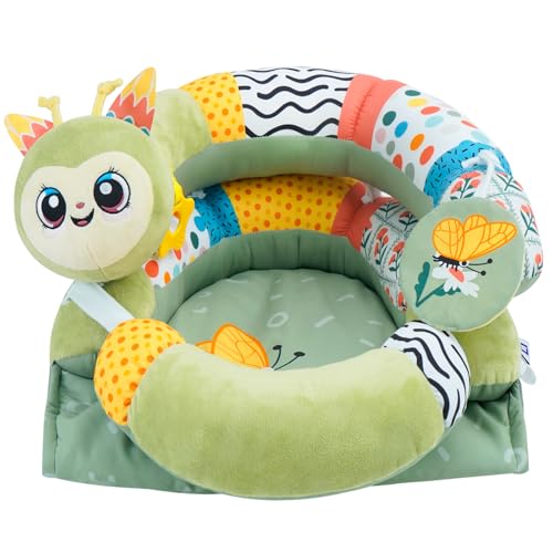 Image of Lovvie & Joy 2-in-1 Tummy Time Mat & Seated Support Pillow,Baby Tummy Time Pillow Support for Newborns and Older Babies,with Detachable Support Pillow and Toys Caterpillar Elf