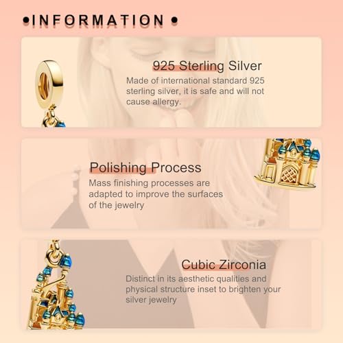 Image of S925 Sterling Silver Gold Plated Romantic Charms, Gifts for Mom Girlfriend Family on Valentine's Day Birthday Christmas Anniversary, Bracelet Necklace Bead Charm