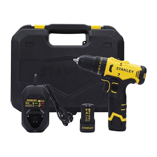 STANLEY SCH10D2K-IN(12 V)Brushed Cordless Hammer Drill Driver,2x2Ah Batteries&1.5A Charger,LED Light,Variable Speed Trigger Switch,Forward/Reverse Button,10mm Chuck,Clutch Setting 20+1,1 Year Warranty (B0C536XV7Z) Amazon Price History, Amazon Price Tracker