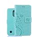 Produktbild LG K8 ( 2017 ) Hülle, LG K8 ( 2017 ) Schutzhülle, Alfort Carving Lederhülle Fashion Design Premium PU Leder Hohe Qualität Tasche Case Cover Kasten Abdeckung Wallet für LG K8 ( 2017 ) 5.0" Smartphone Funktion Standfunktion Unterstützte Telefone und Magnetverschluss mit Schmetterling ( Grün )