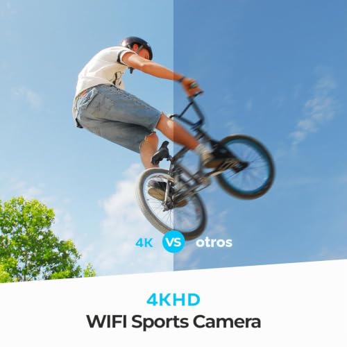Miniatura 4 de Cámara Deportiva 4k Con 64gb Sd Micro,20mp Wifi Videocámara De Casco,170 40m Cámara Subacuática,Eis Antivibración Cámara Deportiva,Control Remoto