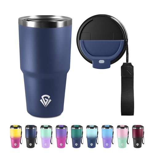 Mug Isotherme 600ml 20oz, Tasse à café Double Paroi, Thermo Café Réutilisable Acier Inoxydable 304, sans BPA, Tumbler Gobelet Isotherme pour École, Sport, Bureau, Gym, Yoga, Camping, Randonnée