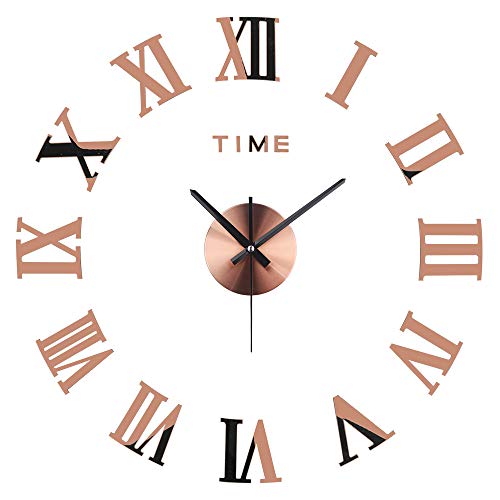 3D DIY Wall Clock, Modern Frameless Large 3D DIY Wall Clock Mirror Stickers Kit Decoration Home for Living Room Bedroom