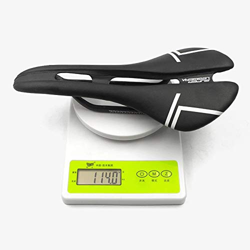 Selim Fibra de carbono 114g MTB Conforto Assento da Bicicleta (Preto Branco)
