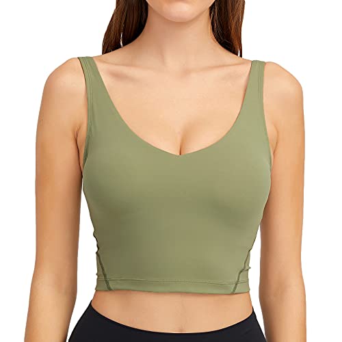 Image of Lemedy Women Sports Bra Longline Crop Tank Top Padded Workout Running Yoga