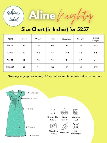 Image of 9shines Label Premium Cotton Blend Nighty Night Gown Nightdress for Women (New 5257)