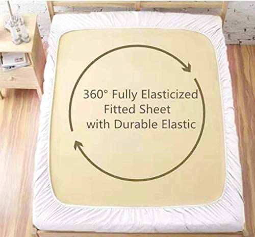 Image of Jashan Elastic King Size Fitted bedsheets with 2 Pillow Cover | King Size bedsheets | 100% Glace Cotton | Fitted bedsheet Cotton King 72 inch x 78 inch inches (Double Elastic Bedsheet, Multi-03)