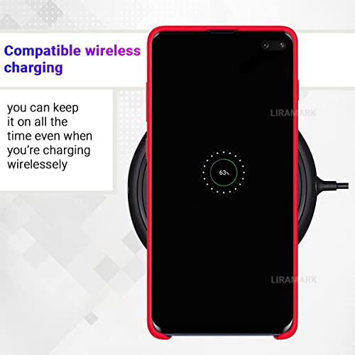 Image of LIRAMARK Liquid Silicone Soft Back Cover Case for Samsung Galaxy S10 Plus / S10+ (Red)