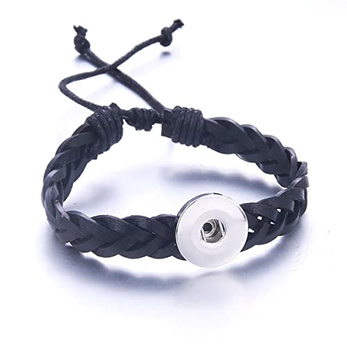 H&Py 10Pcs/Lot Leather Snap Button Bracelet Handmade Brown Black Pu Leather Snap Jewelry Bracelet For Women Men Fit Diy 18Mm Snap Buttons Jewelry (10, Zinc Alloy) #TOP6