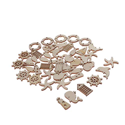 100 pezzi di decorazioni in legno grezzo trucioli di legno per artigianato serie mare