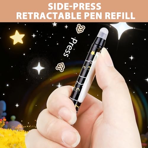 6 bolígrafos borrables de gel azul 0.5mm con diseño de gato miniatura 7