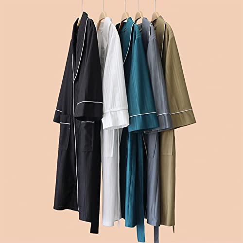 GHYUBYER Men's Luxurious Kimono Robe Ice Silk Lightweight Spa Robe, Long Soft Shawl Hotel Bathrobe (Color : White, Size : XXX-Large)2