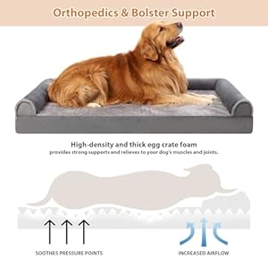Orthopedic-Dog-Bed-Washable-Large-Dog-Bed-Waterproof-Dog-Beds-Large-Sized-Dog-Couch-Egg-Foam-Dog-Crate-Bed-with-Removable-Bolsters-Nonslip-Bottom-36-x-27-x-6-Grey - Cucciolini Doodles   Orthopedic-Dog-Bed-Washable-Large-Dog-Bed-Waterproof-Dog-Beds-Large-Sized-Dog-Couch-Egg-Foam-Dog-Crate-Bed-with-Removable-Bolsters-Nonslip-Bottom-36-x-27-x-6-Grey