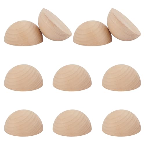 OLYCRAFT 10 paquet de Boules de 60mm Demi Bois Brut Boules de Demi Sphère en Bois Naturel Fendu pour Travaux Manuels Peinture Ornements Projets de Bricolage...