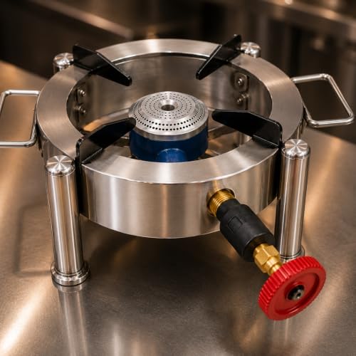 Image of Round Catering Burner Heavy Duty LPG Gas Stove | Stainless Steel, Commercial Cooktop, For Hotel Restaurant Catering Kitchen, CTG-BRNR-RND-10X10X08-N