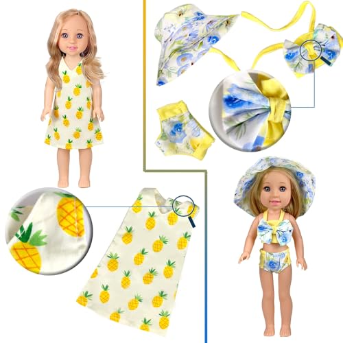 WONDOLL 10-Sets Doll-Clothes for 14-inch Dolls - Compatible with 14.5-inch American-Girl-Wellie-Wishers-Dolls Handmade Clothes and Outfits Accessories Christmas Birthday Gift for Little Girl