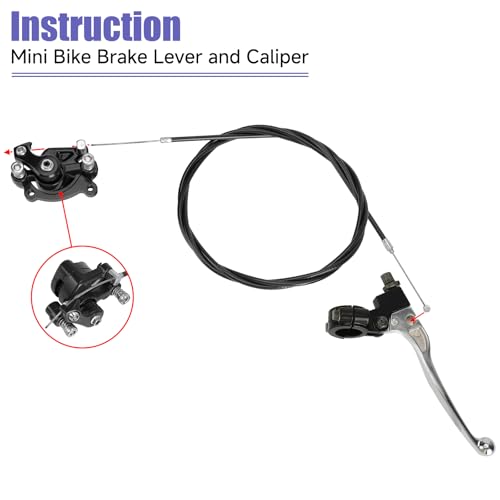 Image of Mini Bike Brake Lever Cable Assembly Kit + Mini Bike Brake Caliper Replacement for Coleman CT100U CC100X Baja DB30 Motovox MBX10 MBX11 MMB80 MMB105 79cc 97cc 100cc Powersports Parts