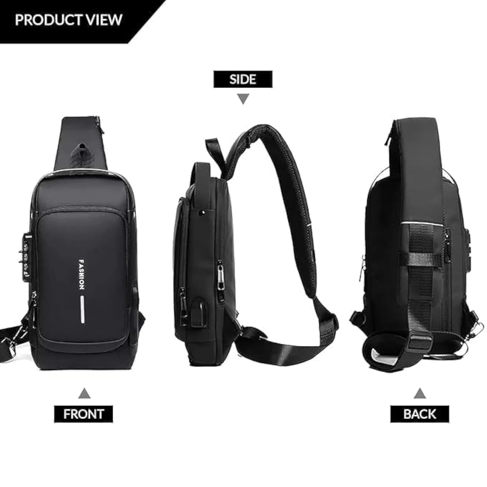 Slim Unisex Crossbody Sling Bag, Waterproof Polyester