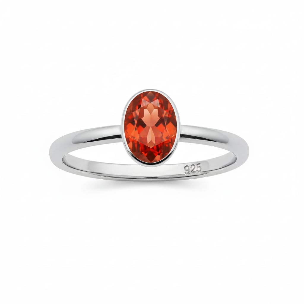 Anello in argento Sterling 925 con corniola, gioielli fatti a mano per le donne 7x5 mm ovale sfaccettata pietra arancione anello elegante pietra portafortuna di luglio