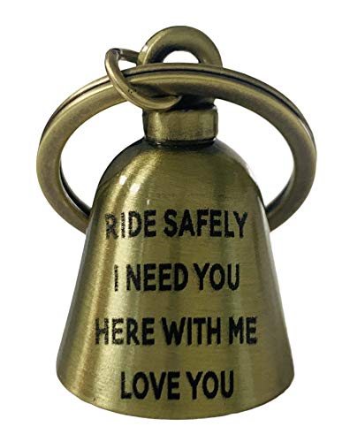 Kustom Cycle Parts " RIDE SAFELY I NEED YOU HERE WITH ME LOVE YOU" Motorcycle 'Evil Spirits' Biker Guard Bell. (Bronze Bell)