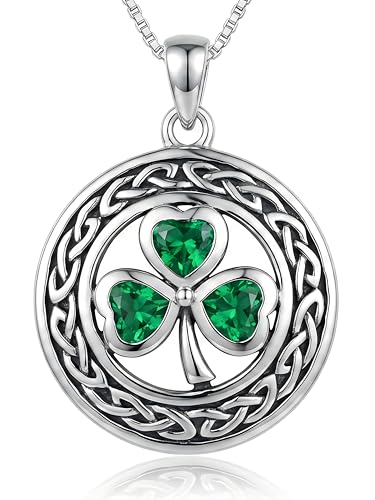 Jewelry Trends Sterling Silver Celtic Clover Shamrock Pendant Necklace 18"