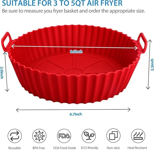 Image of Marve Airfryer Papers Disposable, 100PCS Non-Stick Parchment Paper, Air Fryer Liners for 5-8QT Air Fryer, Baking, Roasting Microwave (8 Inch Square) (Silicone Air Fryer)