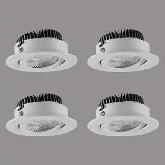 LAFIT Spiro 12 Watt Round White Led Spot Light | COB Spot, Down Light, Ceiling Pop Light | Compact and Bright 4000 Kelvin Neutral White LED Downlighter | Pack of 4