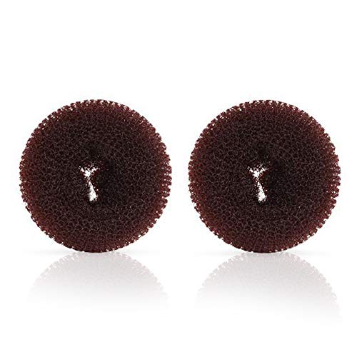 Extra Ring Style Hair Donut Shaper for Kids 2PCS Chignon Bun Maker for Short and Thin Hair (2.5 Inch Brown)