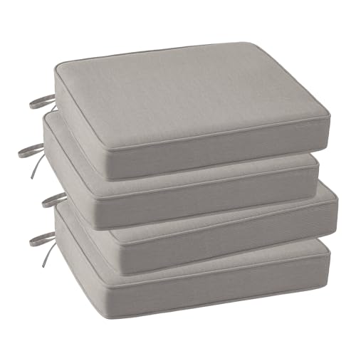Supdurplus Outdoor Sunbrella Square Corner Seat Cushion, 18.5"x16"x3", Set of 4, Non Slip Outdoor Seat Cushion Pads with Removable Cover for Patio Furniture, Garden Yard Lawn, Pebble