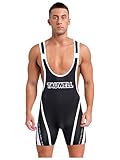 Sholeno Mens Sleeveless Wrestling Singlets Athletic Bodysuit For Swim Pool Party And Beach Quick Drying Black L