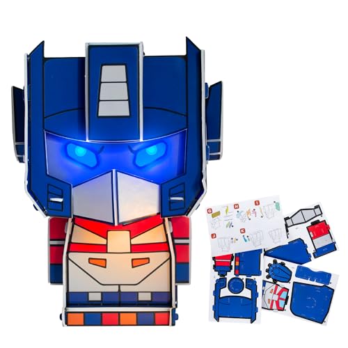 Blue Sky Studios Transformers Build-A-Bot Kit Optimus Prime Figure Building Set, ojos iluminados, mercancía con licencia de regalo coleccionable, 19 x 15 cm