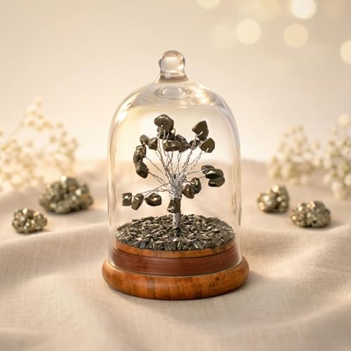 Image of Astrotalk Pyrite Dome Tree (12x8cm) | Certified Pyrite Stone Tree for Wealth & Success | Decorative Item for Home & Bedroom | Aesthetic Home Decor Gift Item | Gift for Man & Woman