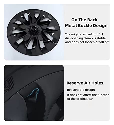 4Pcs Compatibility With Tesla Model 3 18 Inch Hubcap Performance Replacement Wheel Cap Full Rim Cover Wheel Hubcap Cover Accessories 2020-2022 ( Color : A Matte Black ) #TOP6